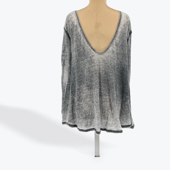 Free People Gray Tie Dye Long Sleeve Thermal Knit Top Women's S P - Picture 2 of 8